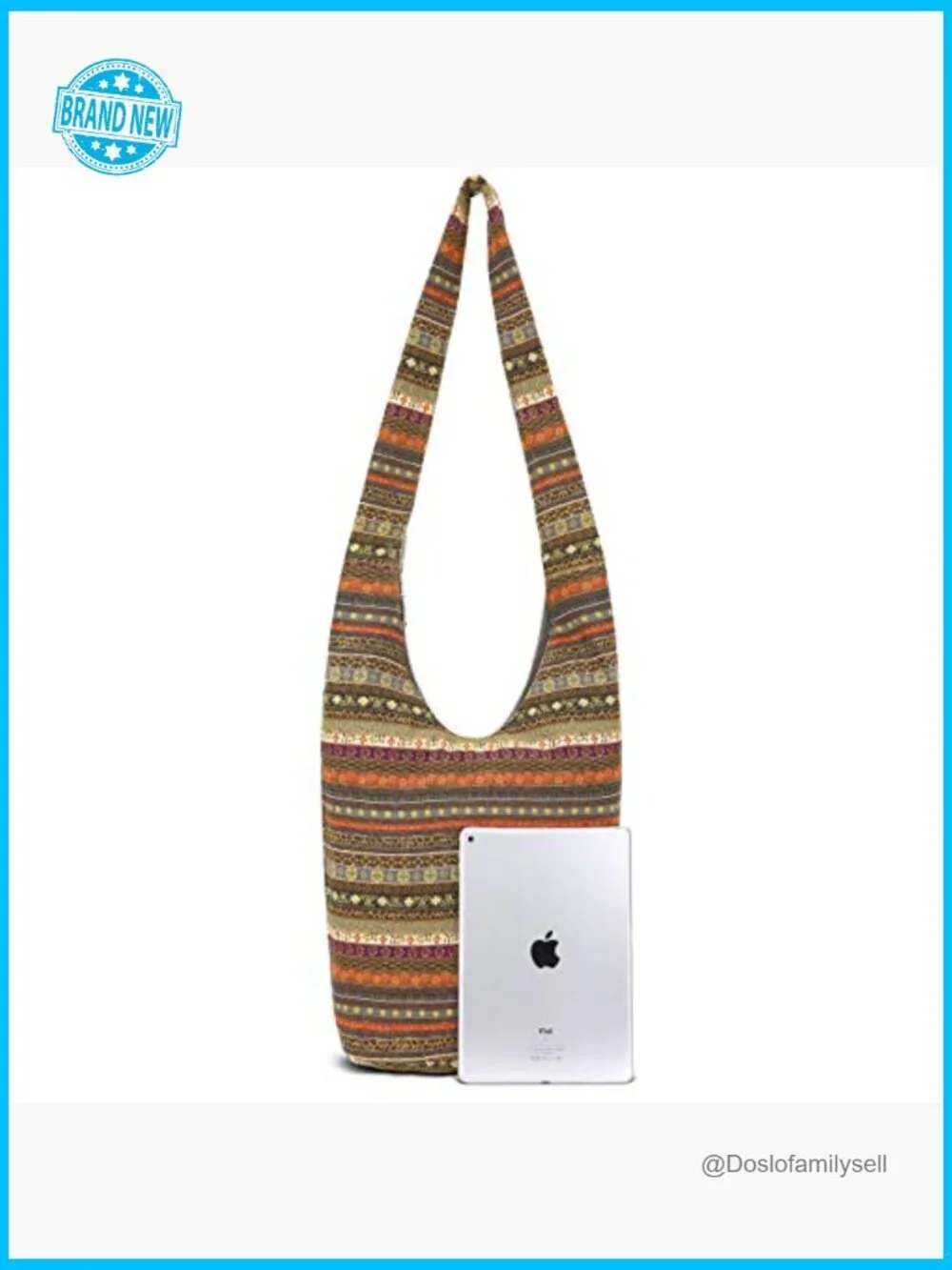Canvas Hippie Crossbody Bag Boho Hobo Shoulder Bag Large Casual Tote